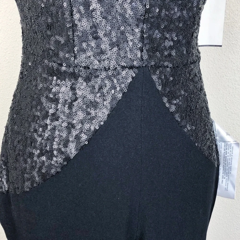 •DRESS the POPULATION• Black Joey Sequin Jumpsuit 70’s inspired - Picture 5 of 8